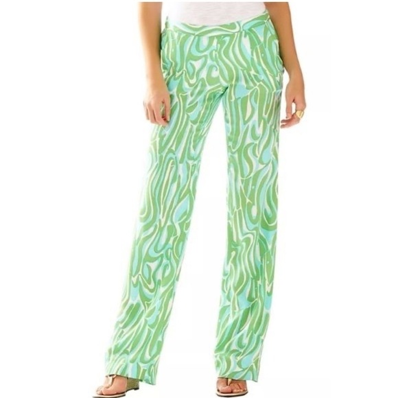 Lilly Pulitzer Cambridge Palazzo Pants Finders Keepers Size Small Blue Slacks - Picture 1 of 8